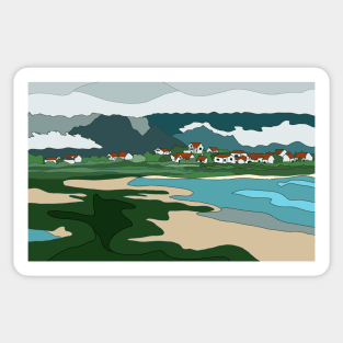 Lofoten Islands, Norway, on a misty day Sticker